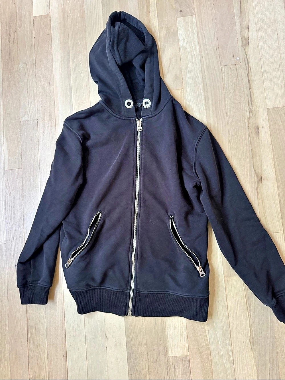 TOPSHOP Black Zip Hoodie Size 4 Medium